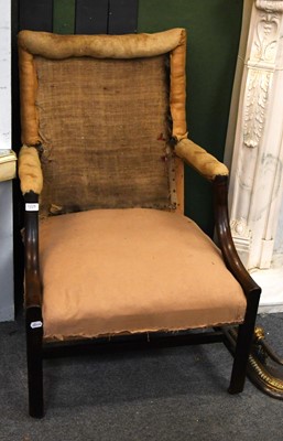 Lot 1225 - A George III Mahogany Open Armchair (distressed)