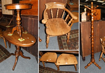 Lot 1241 - A 20th Century Smokers Bow Chair, two oak...