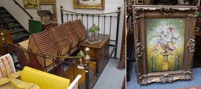 Lot 1352 - A Modern Victorian Style Brass and Painted...