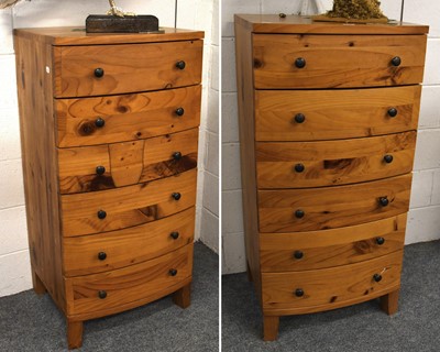 Lot 1343 - A Pair of Modern Pine Six Height Bow Front...