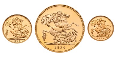 Lot UK, Gold Proof Collection 1984, three-coin set...