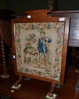 Lot 721 - A 20th century oak framed firescreen with a woolwork panel, dated 1847