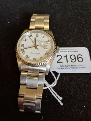 Lot 2196 - Rolex: A Stainless Steel Automatic Calendar...