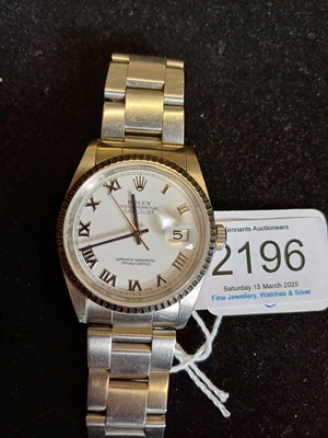 Lot 2196 - Rolex: A Stainless Steel Automatic Calendar...