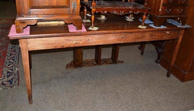 Lot 727 - A 19th century French cherry wood refectory table with end drawers (feet re-tipped)