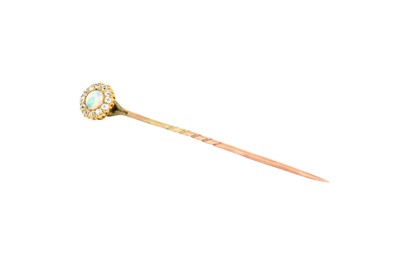 Lot 237 - An Opal and Diamond Cluster Stick Pin, the...