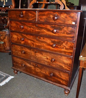 Lot 733 - A Victorian mahogany chest of two short and four long graduated drawers, on bun feet (cut)