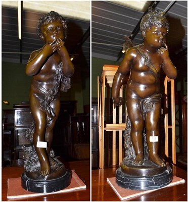 Lot 739 - Pair of Art Nouveau style bronzes, 66cm high approximately