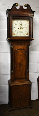 Lot 1215 - An Oak and Mahogany Eight Day Painted Dial...