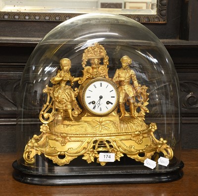 Lot 174 - A French Gilt Metal Striking Mantel Clock,...