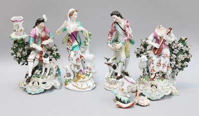 Lot 77 - A Pair of Derby Porcelain Figural Candlesticks,...