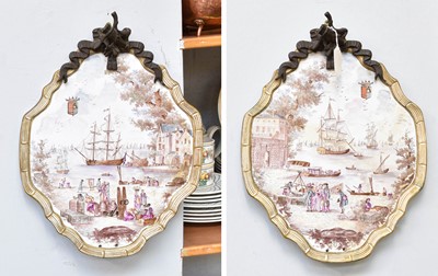 Lot 18 - A Pair of French Pottery Metal Mounted Wall...