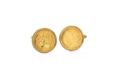 Lot 253 - A Pair of Half Sovereign Cufflinks, both dated...