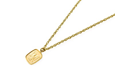 Lot 266 - A 9 Carat Gold Pendant on Chain, the plaque...