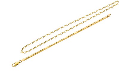 Lot 268 - A 9 Carat Gold Flat Curb Link Bracelet, length...