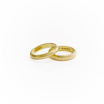 Lot 279 - Two 22 Carat Gold Band Rings, finger sizes L...