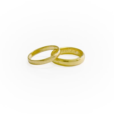 Lot 277 - Two 22 Carat Gold Band Rings, both finger size M