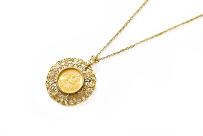 Lot 187 - A Sovereign Pendant on Chain, dated 1967,...