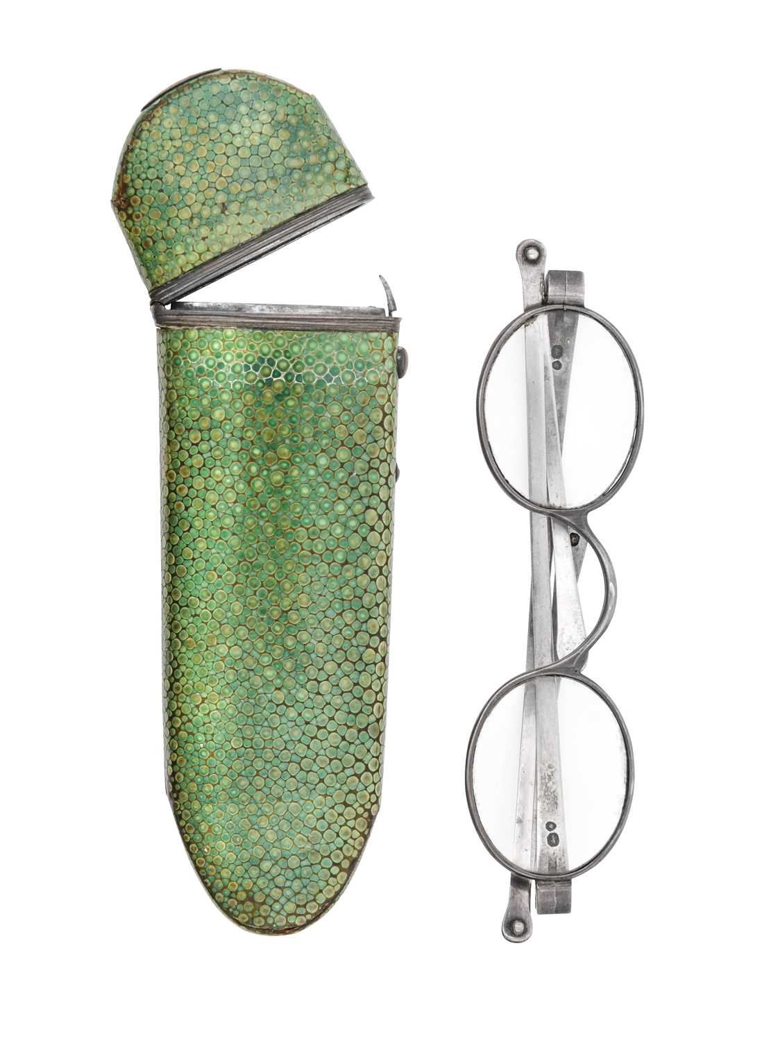 Lot 2044 - A Pair of George IV Silver Spectacles in a Silver-Mounted Shagreen Case