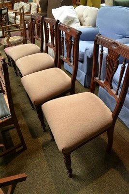 Lot 760 - Set of four mahogany chairs, an Edwardian elbow chair and a salon chair (6)