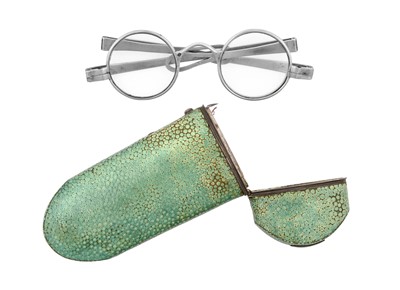 Lot 2046 - A Pair of George III Silver Spectacles in a Silver-Mounted Shagreen Case