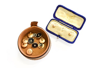 Lot 274 - A Pair of Onyx and Seed Pearl Cufflinks,...