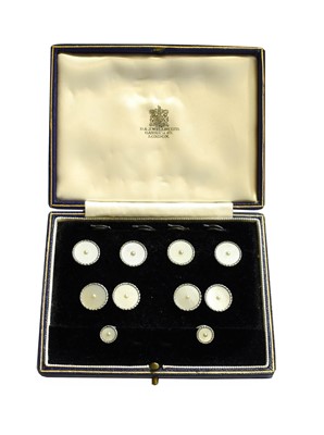 Lot 303 - A 9 Carat White Gold Mother-of-Pearl and Seed...