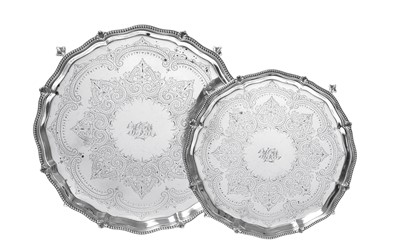 Lot 2093 - A Graduated Pair of Victorian Silver Salvers