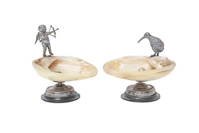 Lot 2057 - A Pair of George V Silver and Shell Novelty Dishes