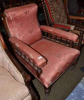 Lot 767 - A late Victorian oak framed armchair