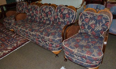 Lot 774 - Bergere sofa and a pair of armchairs