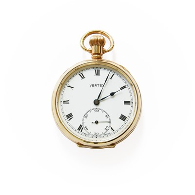 Lot 250 - A 9 Carat Gold Open Faced Vertex Pocket Watch