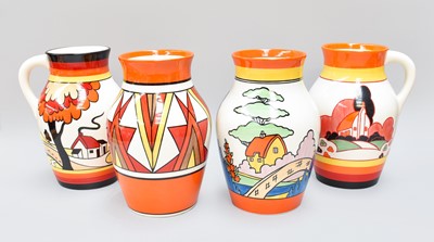 Lot 69 - Two Wedgwood Lotus Jugs after Clarice Cliff,...