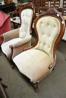 Lot 779 - A pair of mahogany framed gentleman's and lady's chairs