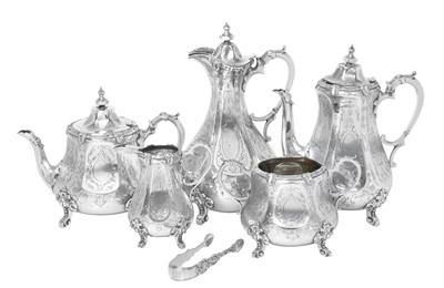 Lot 2097 - A Five-Piece Victorian Silver Tea and Coffee-Service