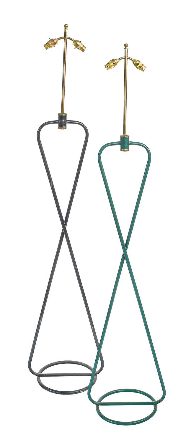 Lot 393 - Two 1950s Floor Lamps, twist frames on...