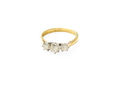 Lot 248 - An 18 Carat Gold Diamond Three Stone Ring, the...