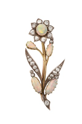 Lot 2328 - An Opal and Diamond Brooch, circa 1880...