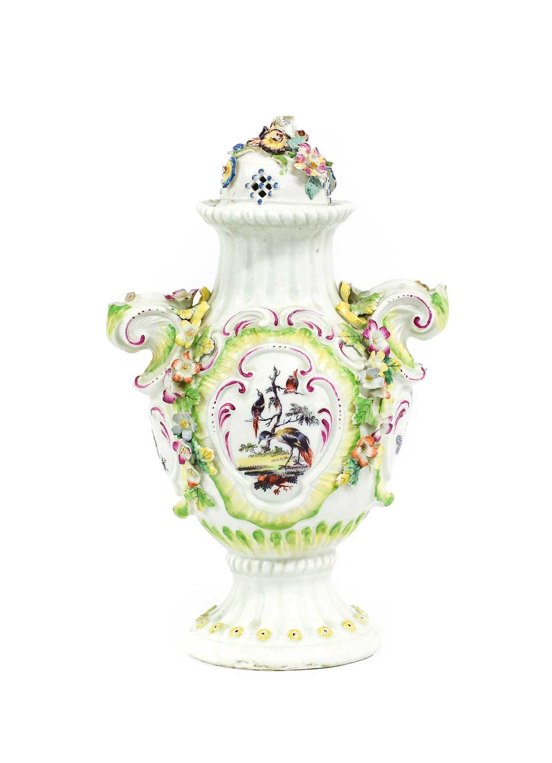 Lot 24 - xxA Derby Porcelain Potpourri Vase with...