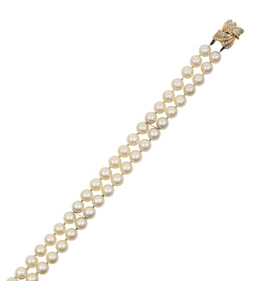 Lot 2327 - A Two Row Cultured Pearl Bracelet, with A...