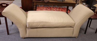 Lot 1329 - A Victorian Scroll End Chaise Longue, on brass...