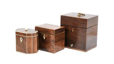 Lot 225 - A Regency Ivory-Strung Burr Wood Tea Caddy, of...