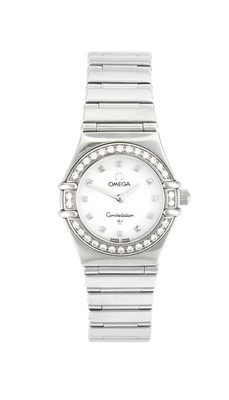 Lot 2152 - Omega: A Lady's Stainless Steel Diamond Set...