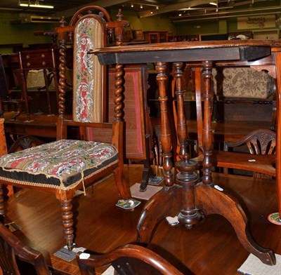 Lot 807 - A Victorian mahogany prie dieu chair, a firescreen and an oval occasional table