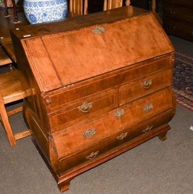 Lot 1274 - A Dutch Walnut Bombe Shaped Bureau, inlaid and...