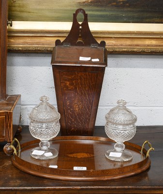 Lot 172 - A George III Oak Wall-Mounting Candle Box,...