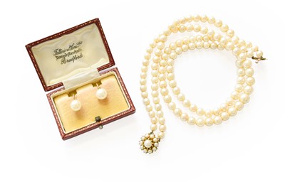 Lot 286 - A Two Row Cultured Pearl Necklace, with A...