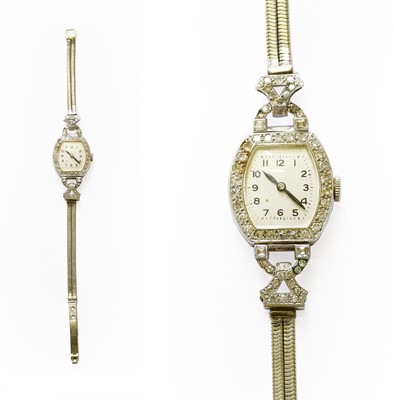 Lot 311 - A Lady's Diamond Set Wristwatch, 1930's,...