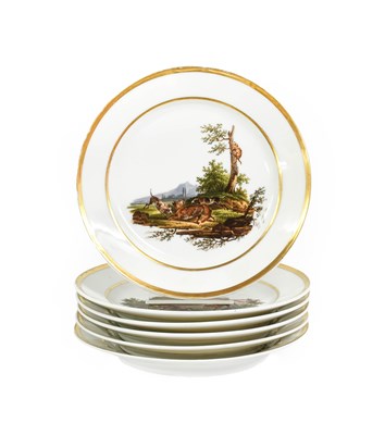 Lot 232 - A Set of Six Paris Porcelain Fables Plates,...