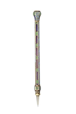 Lot 2054 - A Victorian Gold and Enamel Propelling-Stylus